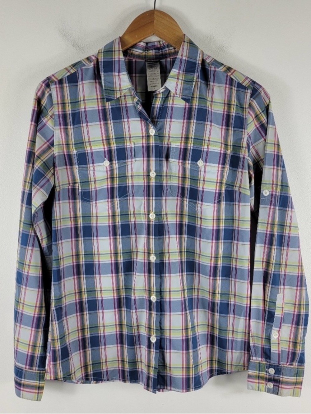 Patagonia Overcast Plaid UPF20 Flap Pocket Long Sleeve Button Up Shirt